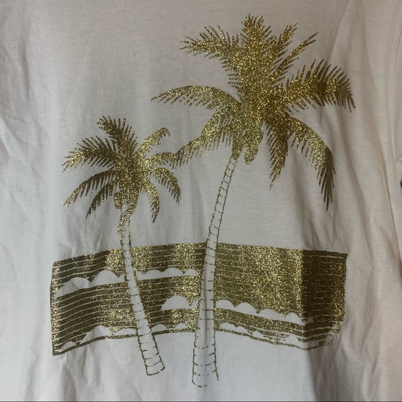New Vintage Diamond Dust Tropical Palm Tree Beach Ocean Tshirt - Picture 3 of 8